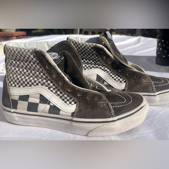 Vans | Women’s Suede Filmore Brown and White Checker Mix High Tops | Size 6 - Picture 5 of 12